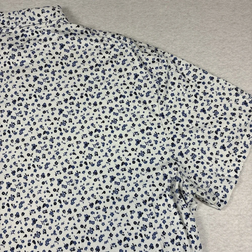 Polo Ralph Lauren Polo Shirt White Blue Floral Print Preppy Men 2XB Big Cotton